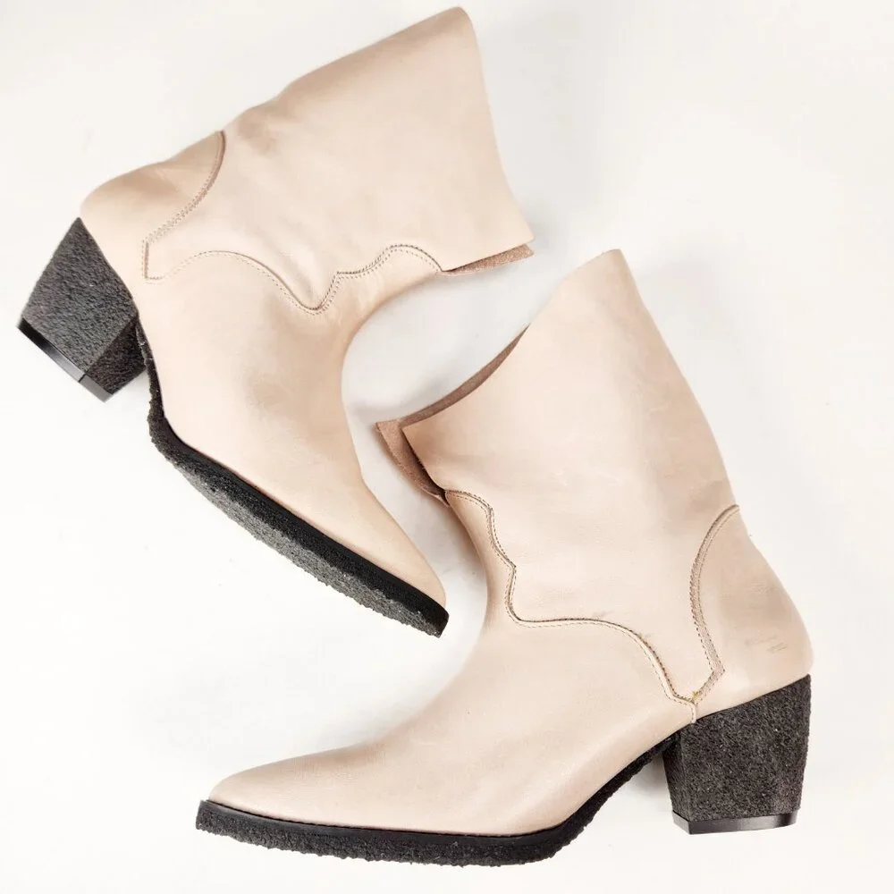 FREE PEOPLE Twilight Slouchy Western Ankle Boots - 38